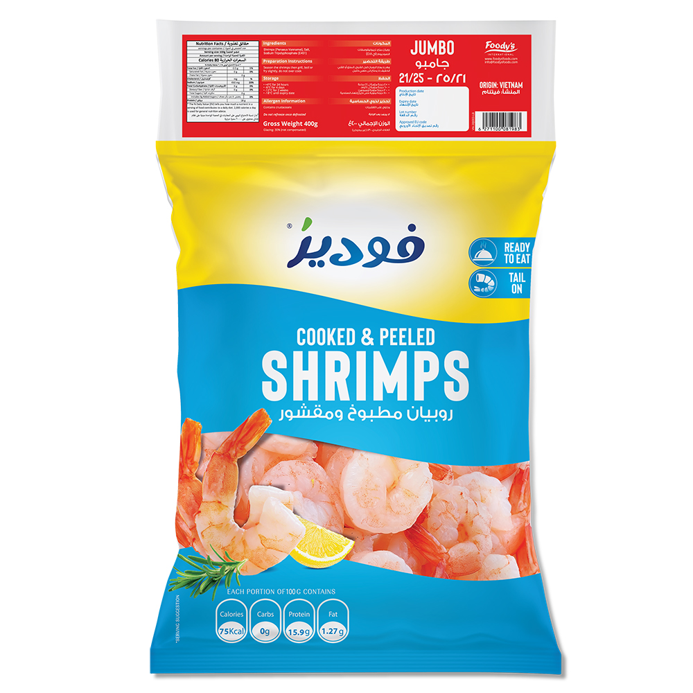 Foody's Food-Cooked & Peeled Shrimps Jumbo