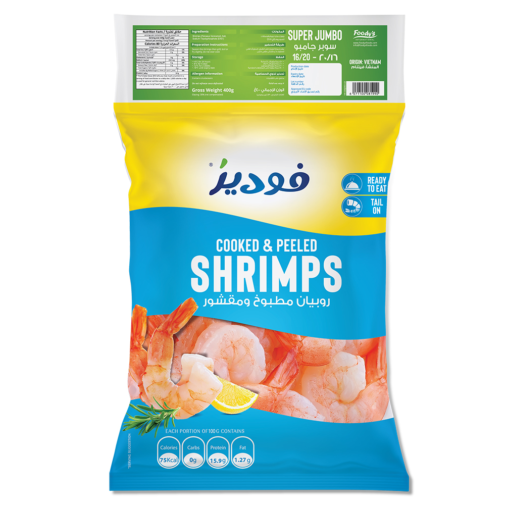 Foody's Food-Cooked & Peeled Shrimps Super Jumbo